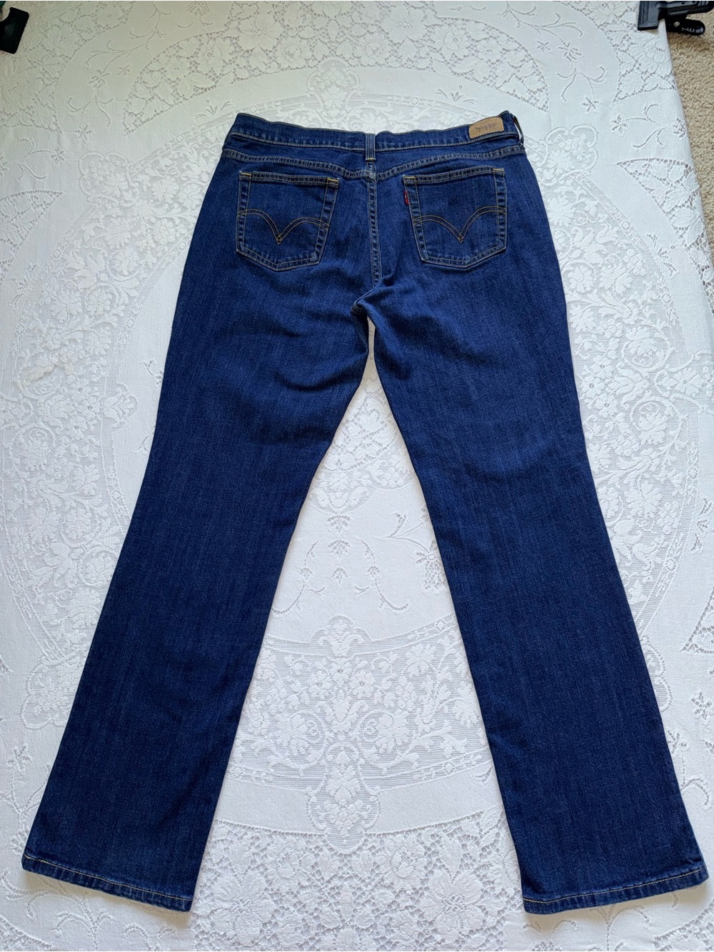 Levi's 505 Women's Straight Leg Jeans Blue Dark Wash Mid Rise Size 12M Stretch